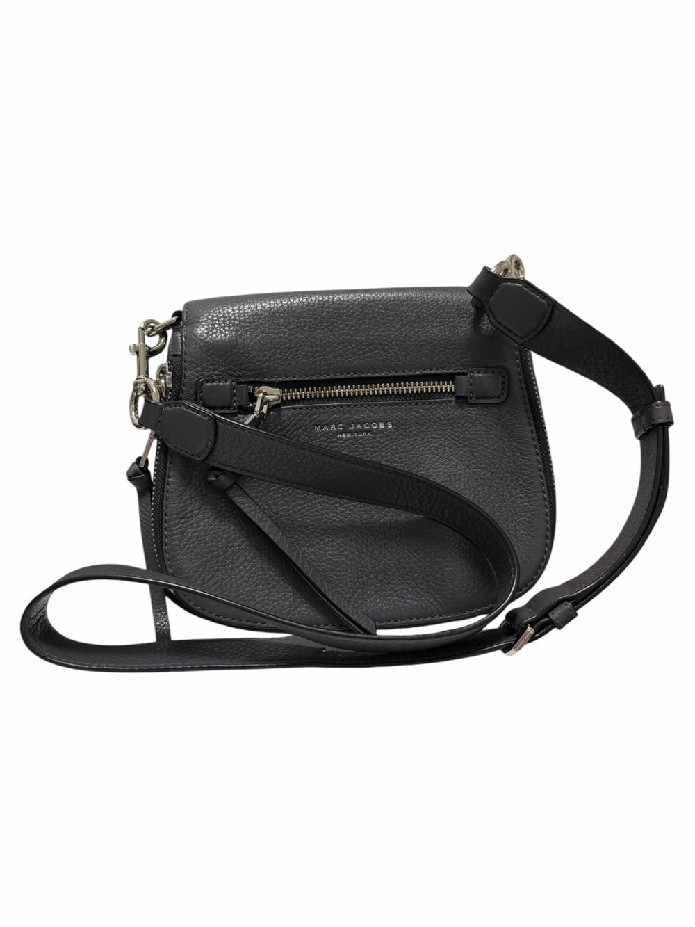 Marc Jacobs Pebbled Dark Gray Round Leather Handbag